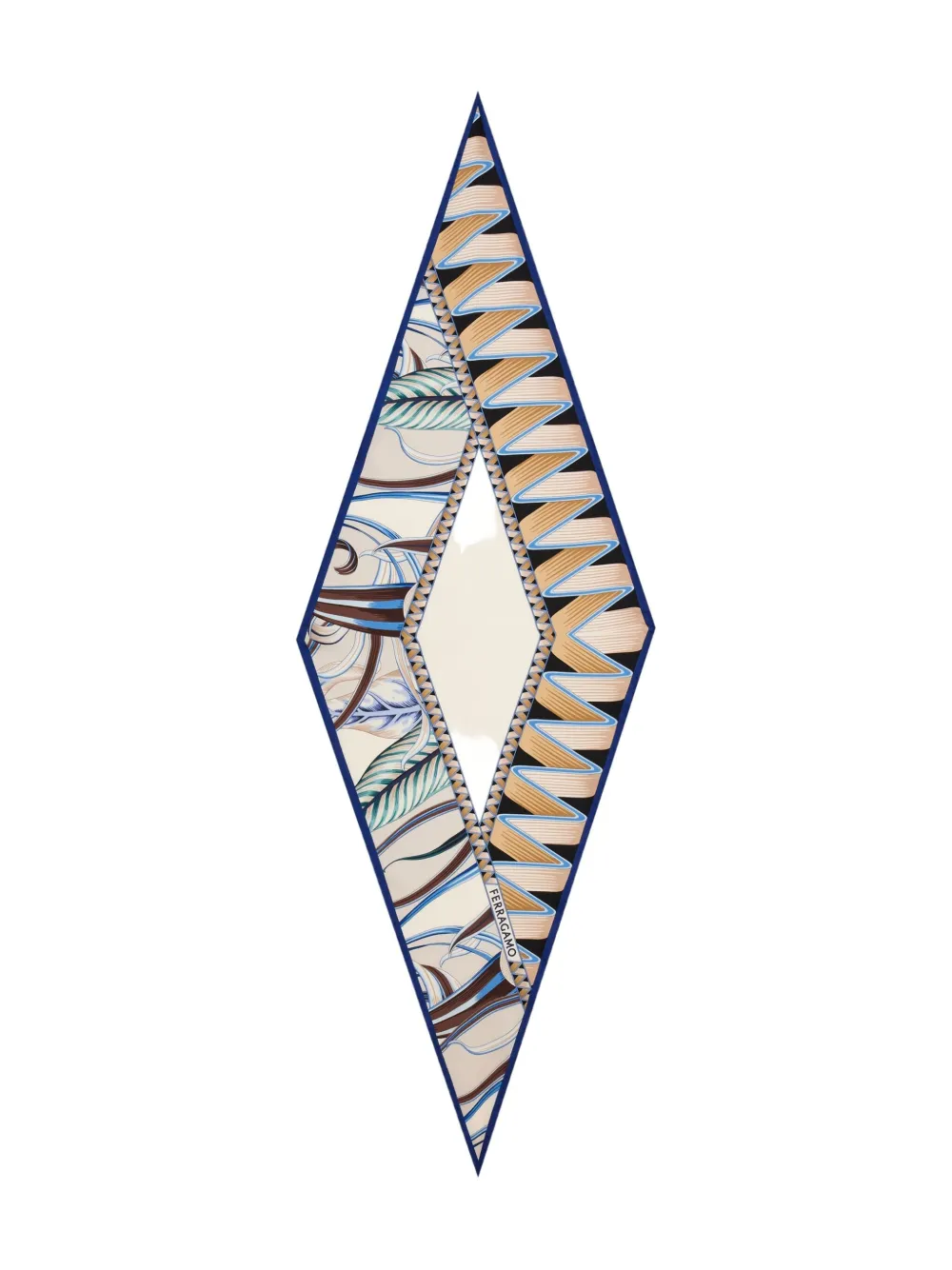 Ferragamo Triangel sjaal met grafische print Blauw