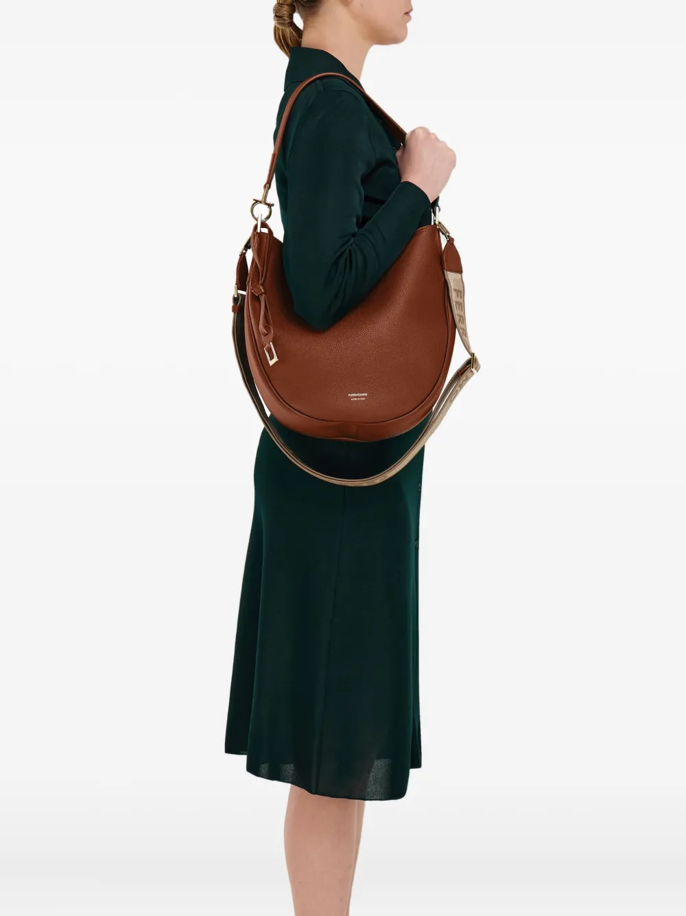 Ferragamo Leren schoudertas - Bruin