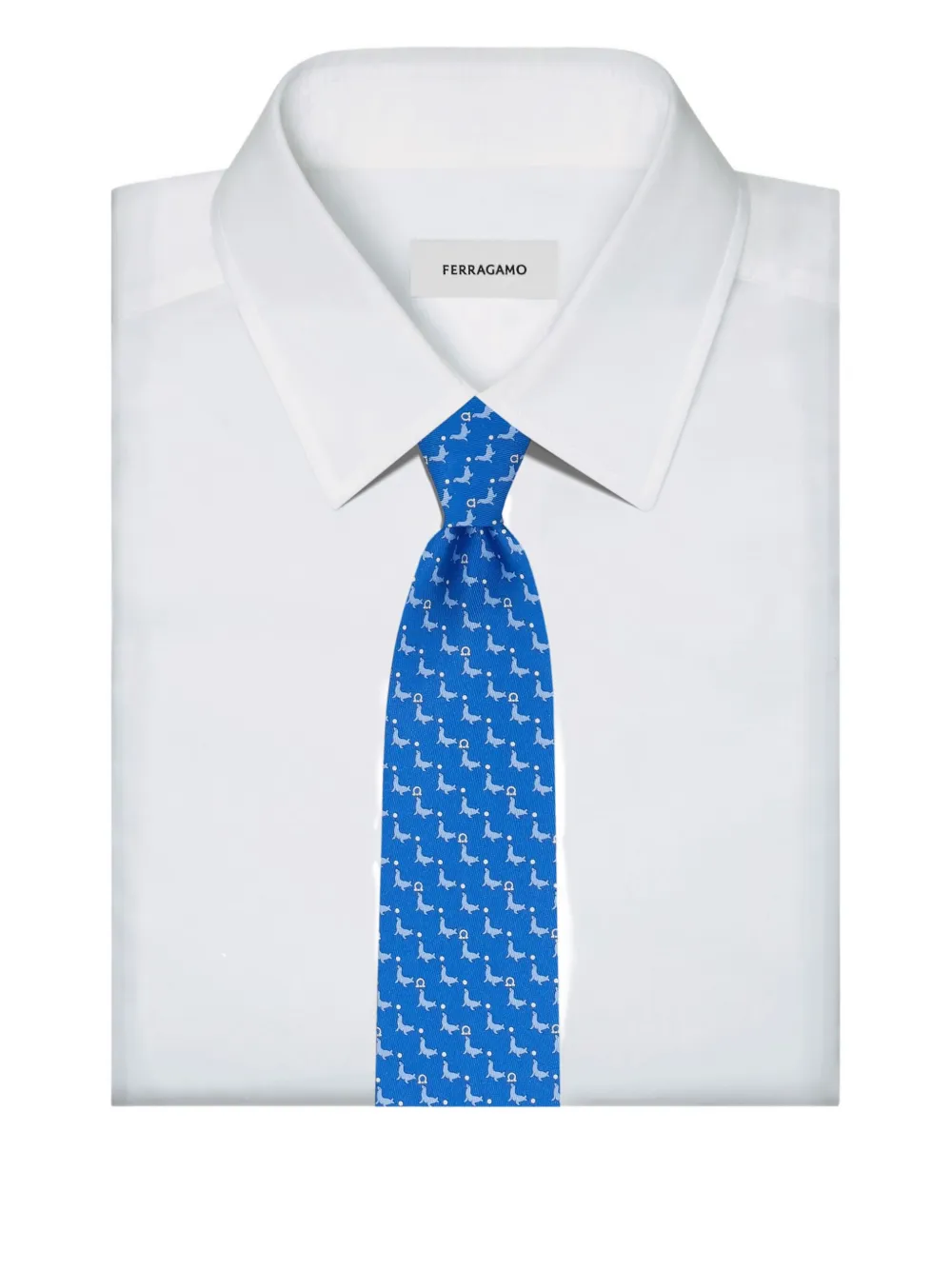 Ferragamo Stropdas met zeehonden-patroon Blauw