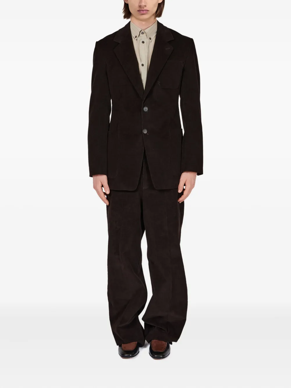 Ferragamo Corduroy Patch-pocket Blazer In Brown