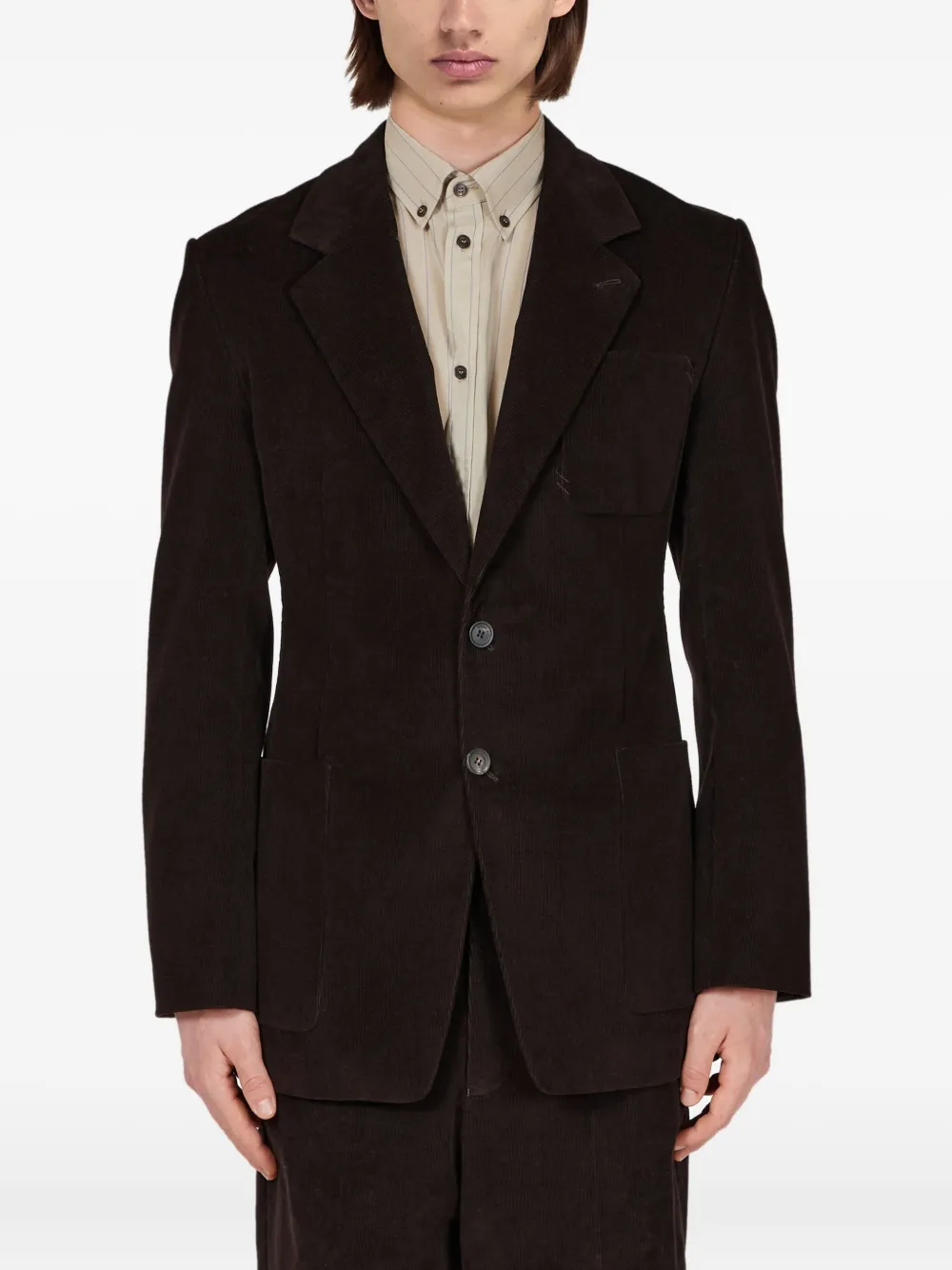 Ferragamo Corduroy Patch-pocket Blazer In Brown