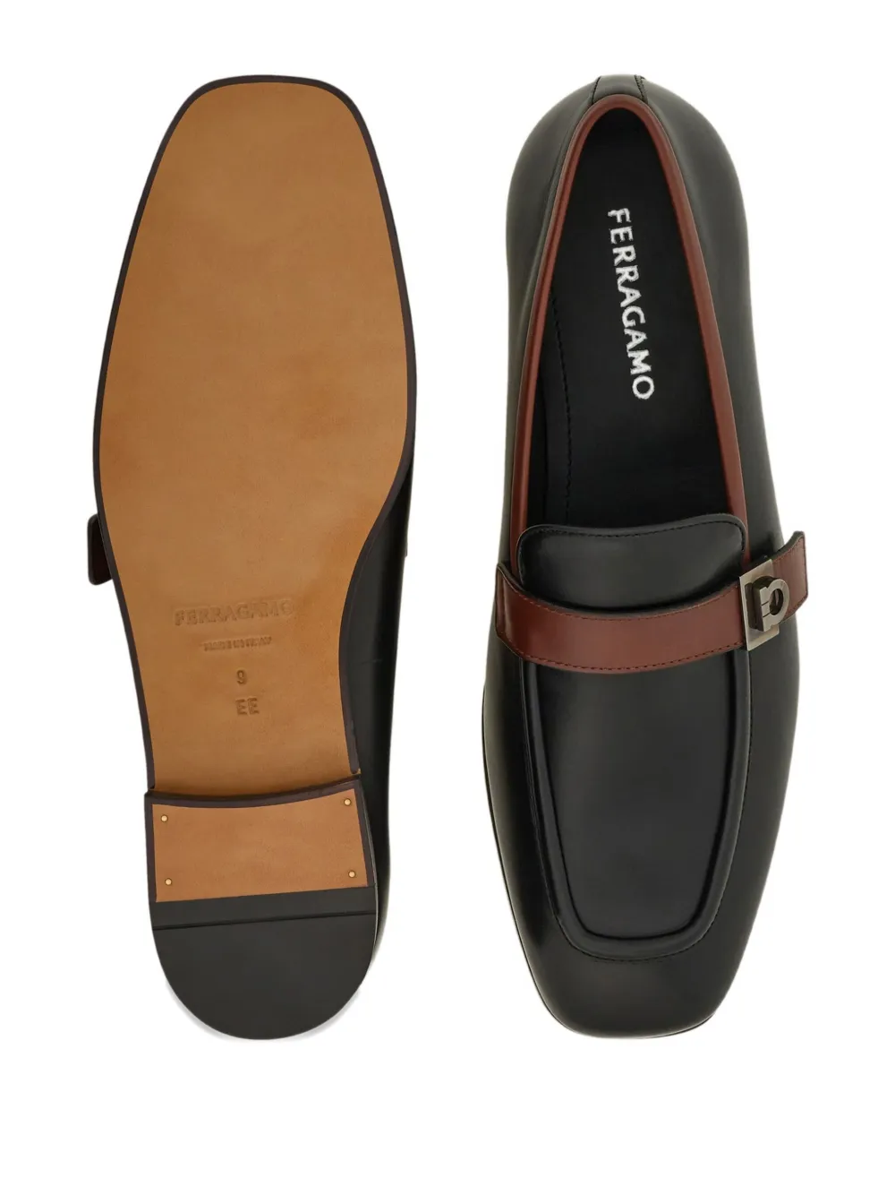 Ferragamo Gancini Hug-buckle loafers Brown