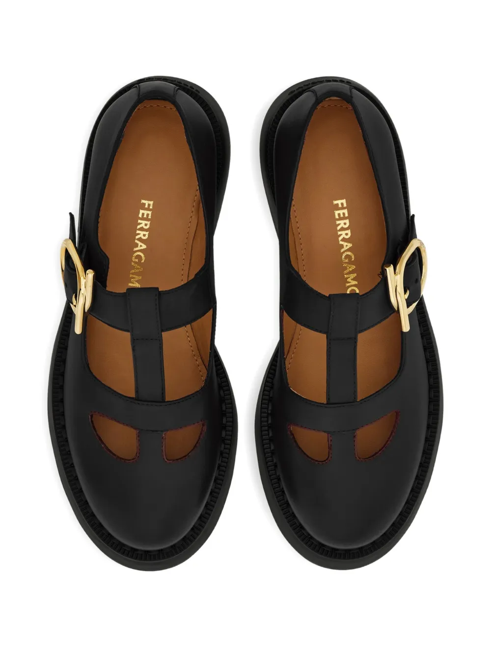 Ferragamo T-strap buckle loafers Black
