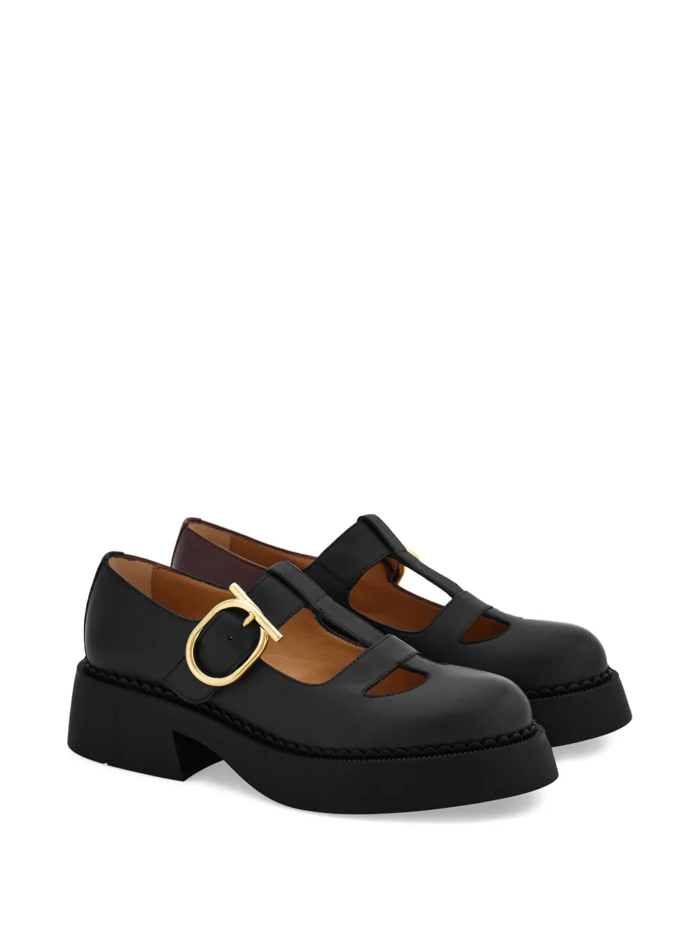 Ferragamo T-strap buckle loafers Black