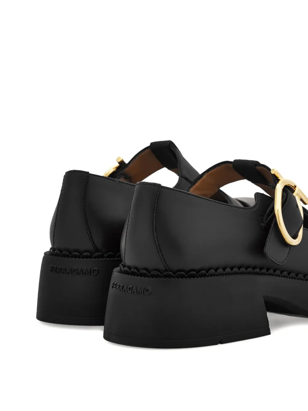 Ferragamo T-strap buckle loafers Black