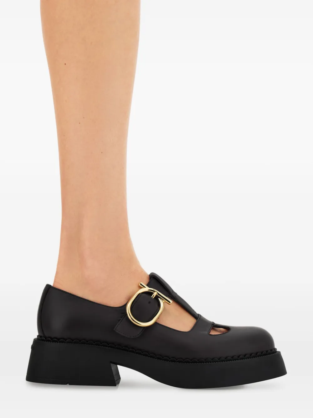 Ferragamo T-strap buckle loafers Black