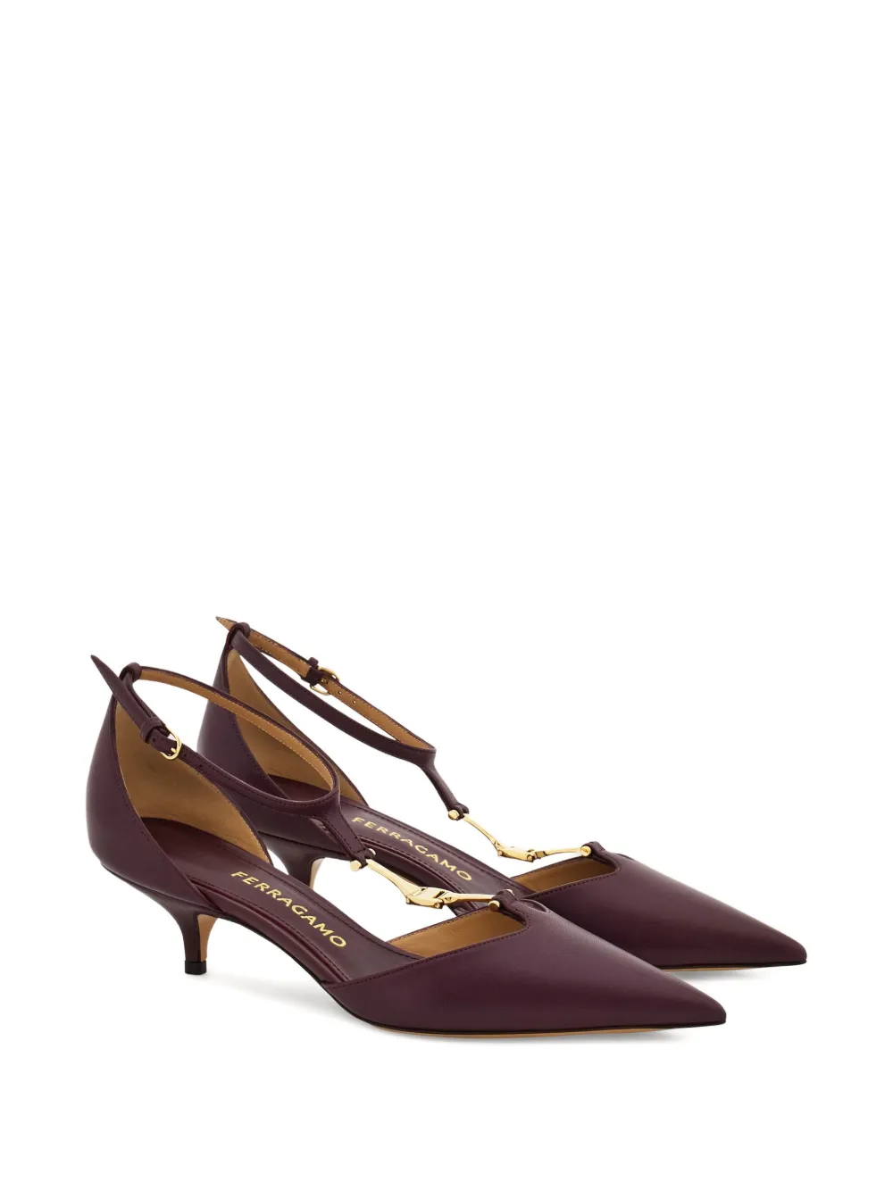 Ferragamo 40mm T-strap buckle pumps Red