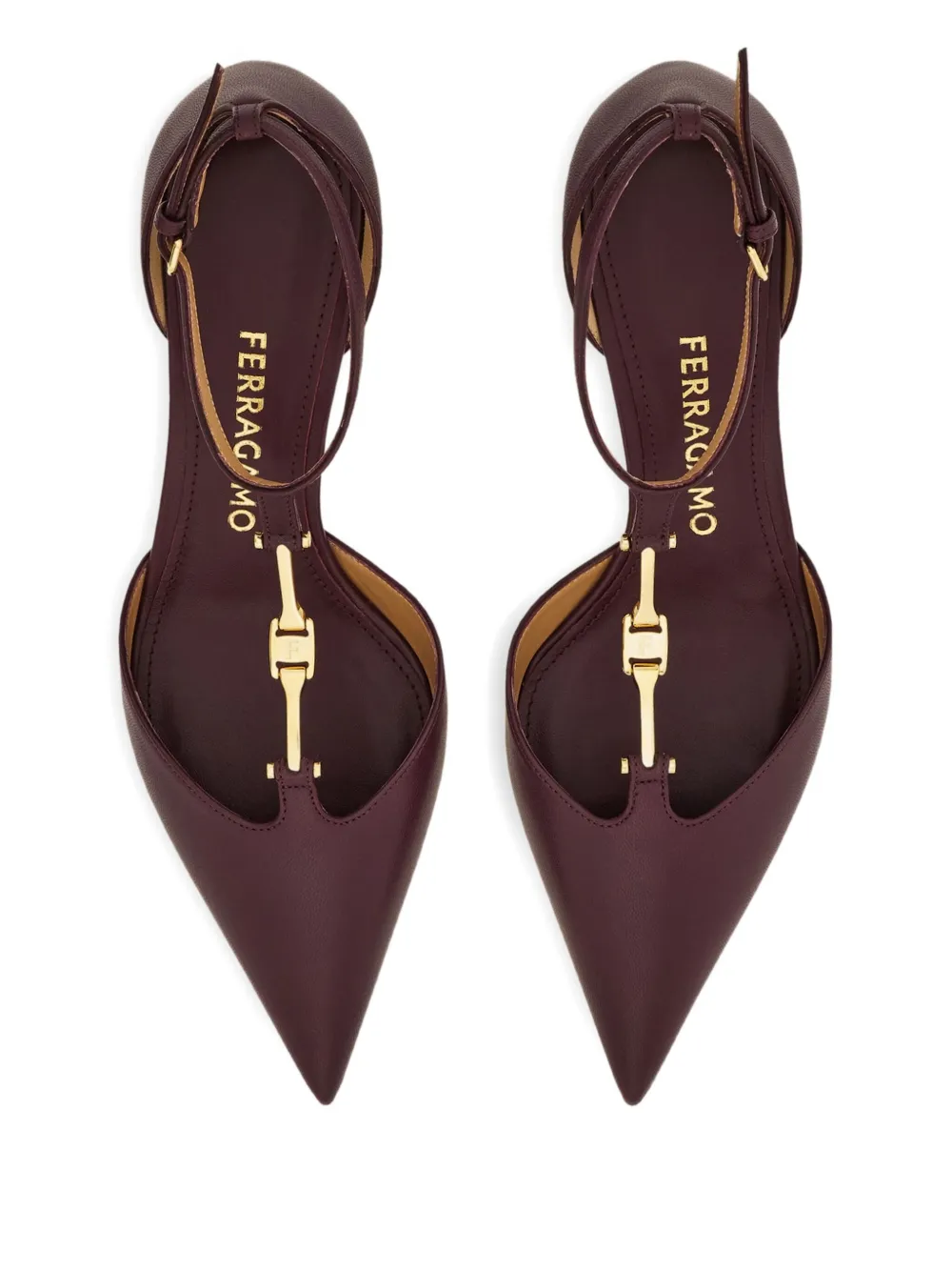 Ferragamo 40mm T-strap buckle pumps Red