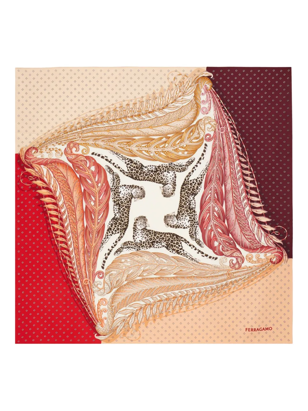Ferragamo Zijden foulard met Madras-print Rood
