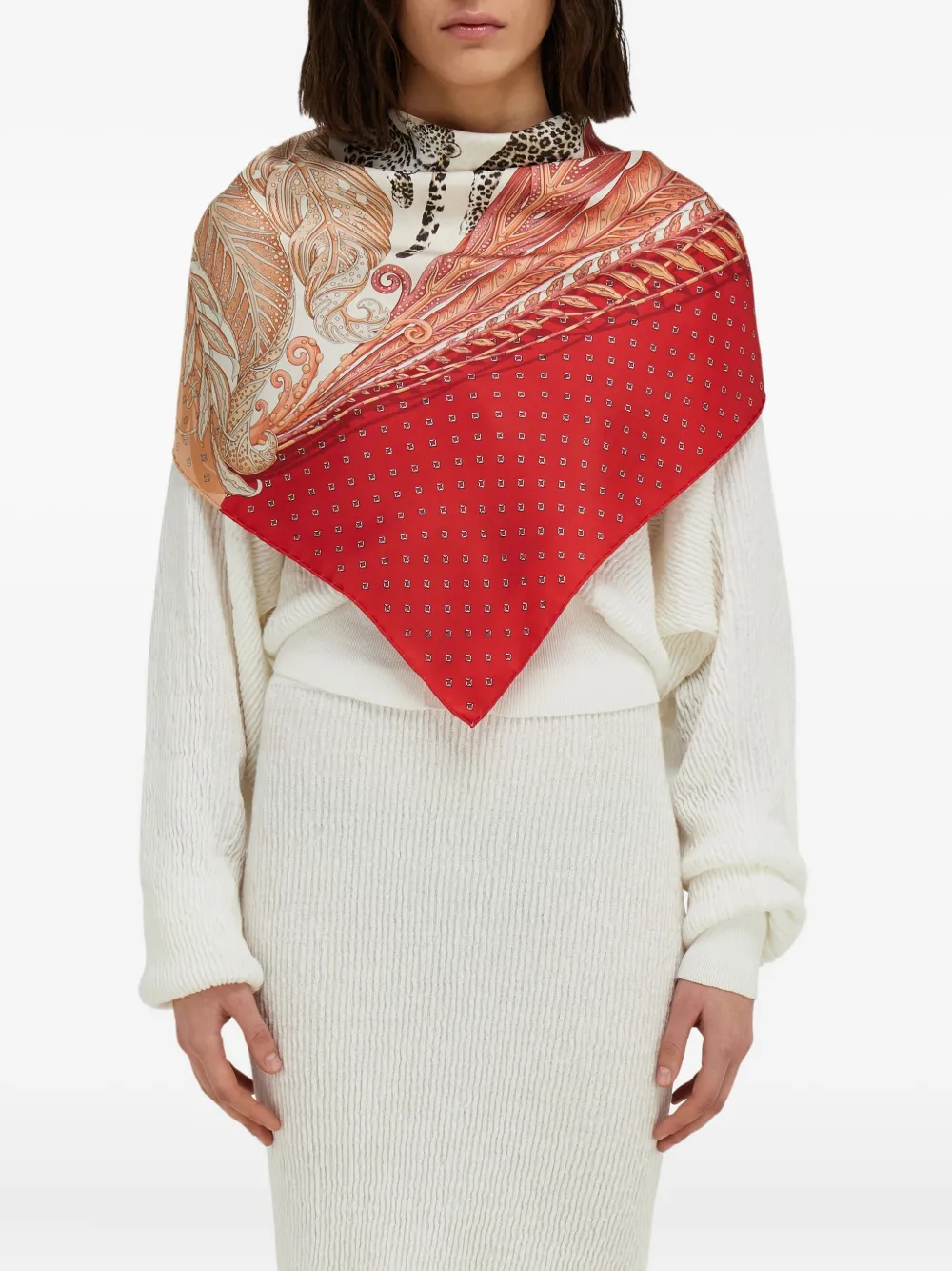 Ferragamo Zijden foulard met Madras-print Rood