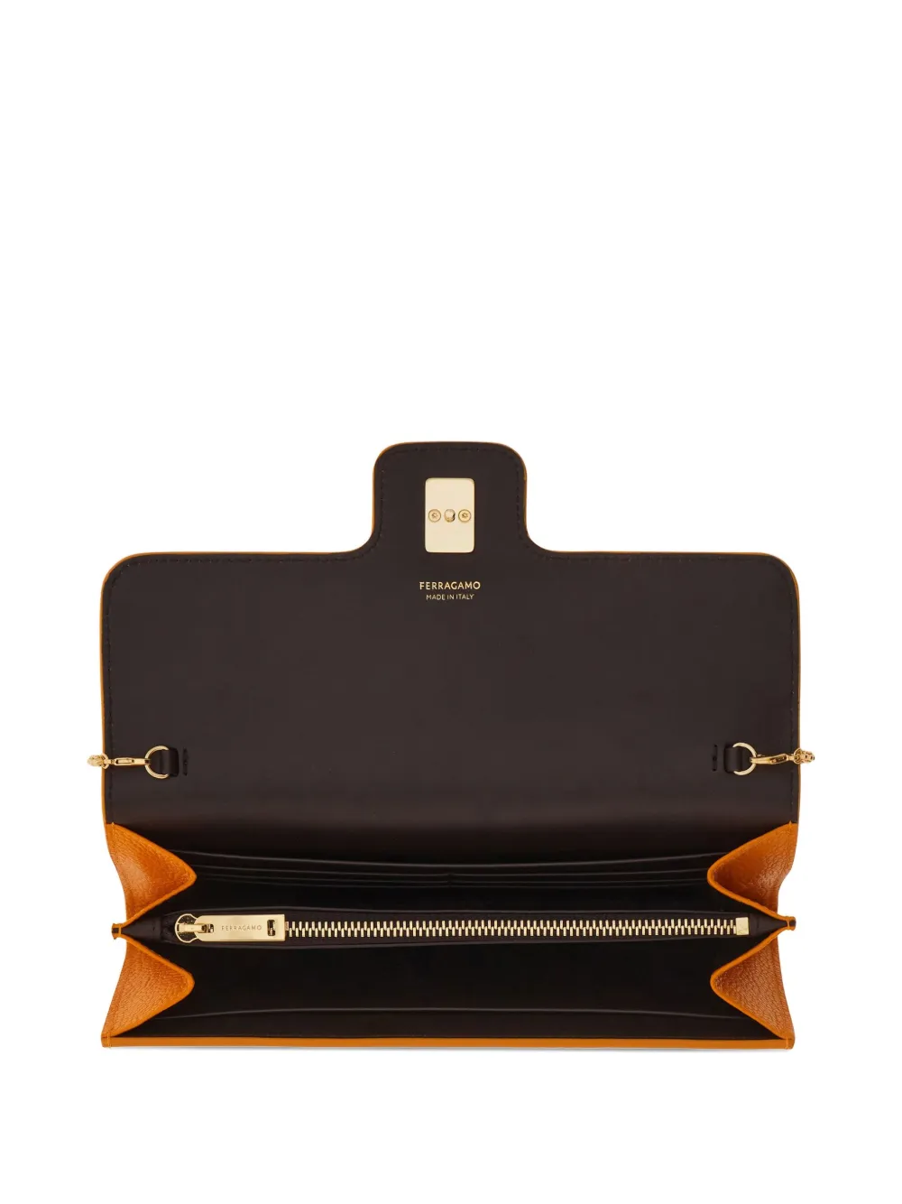 Ferragamo Gancini Chain-strap Clutch Bag In Orange