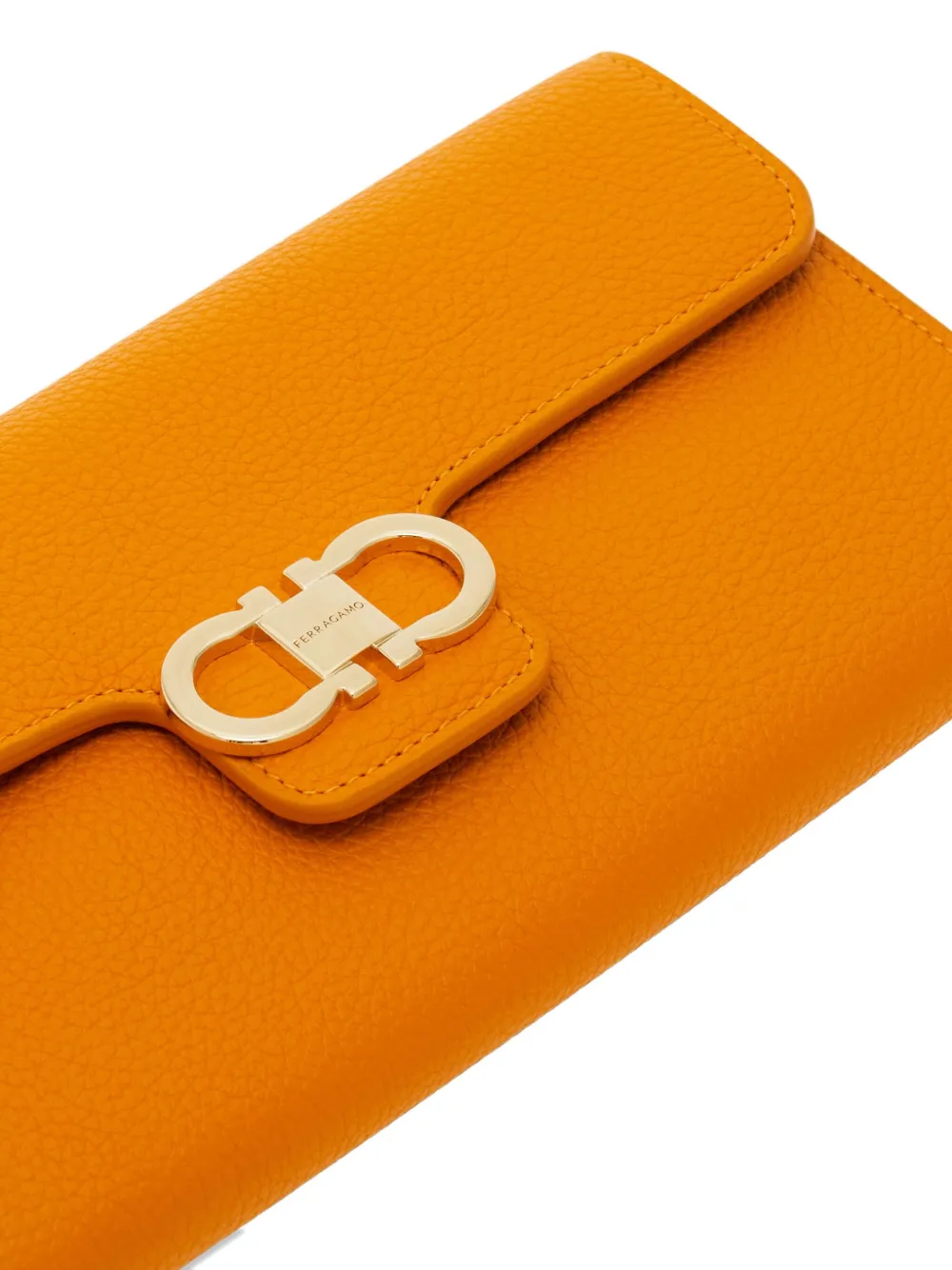 Ferragamo Gancini Chain-strap Clutch Bag In Orange