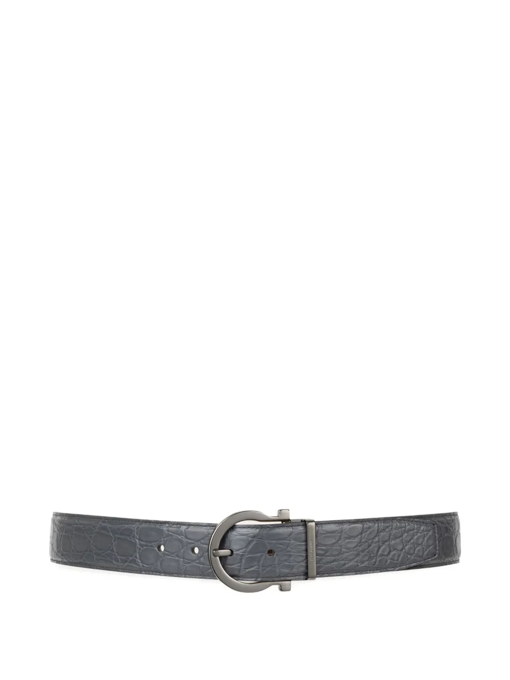 Ferragamo Adjustable Gancini Belt In Gray