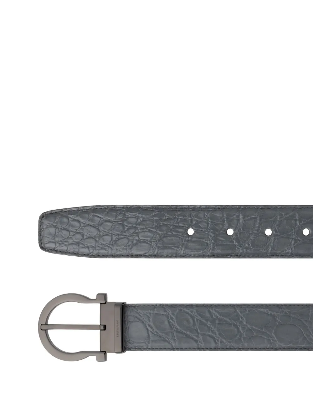 Ferragamo Adjustable Gancini Belt In Gray