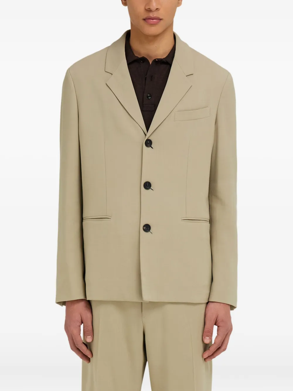 Ferragamo Blazer met enkele rij knopen Beige