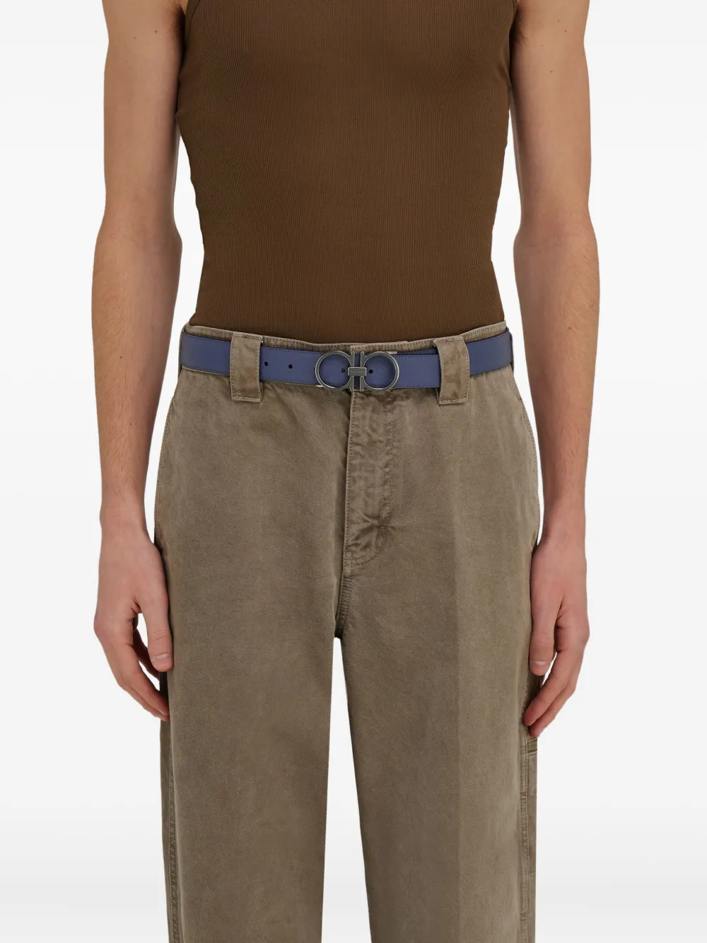 Ferragamo Gancini omkeerbare riem Grijs