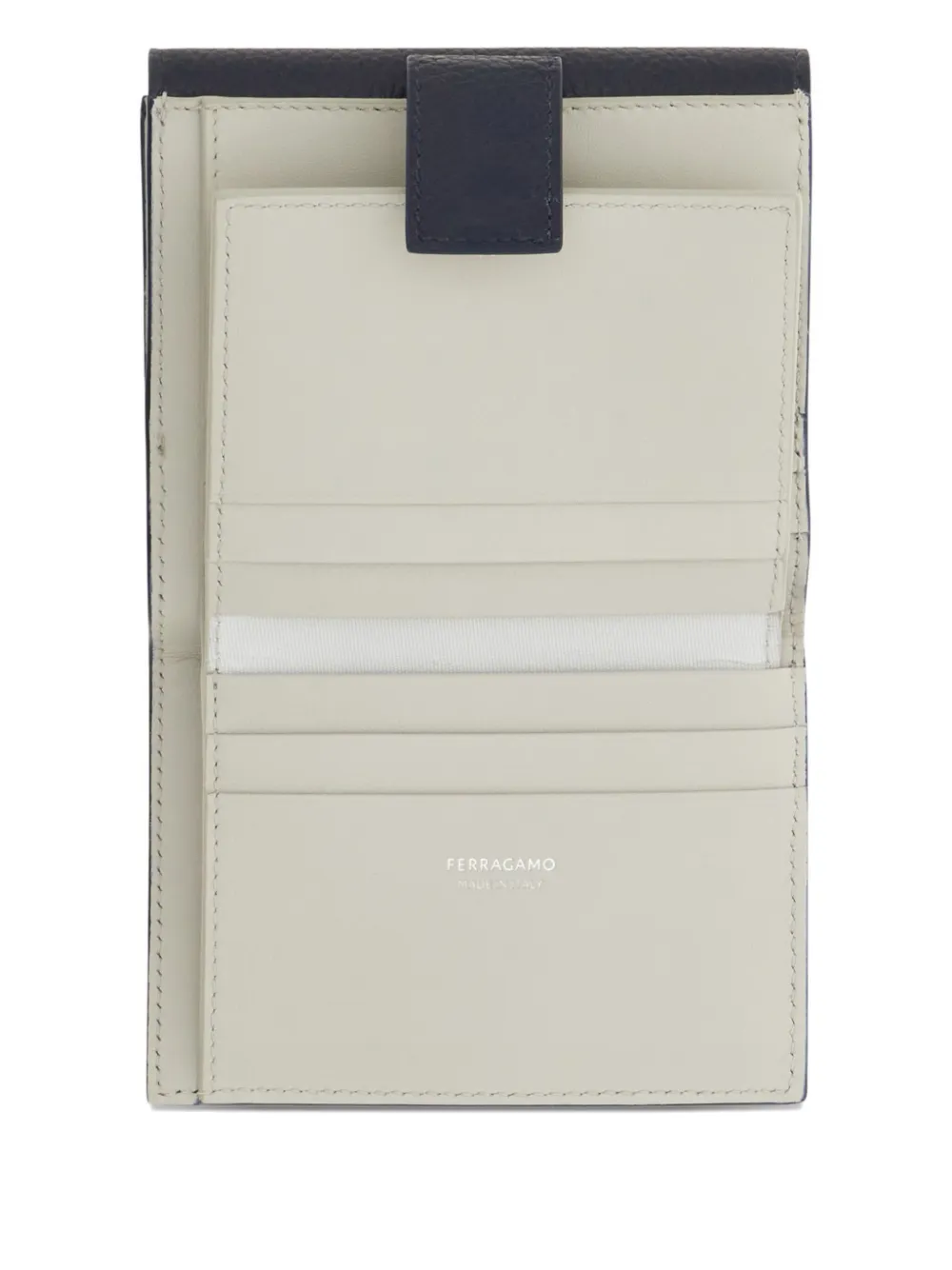 Ferragamo Gancini Compact Calfskin Wallet In Blue
