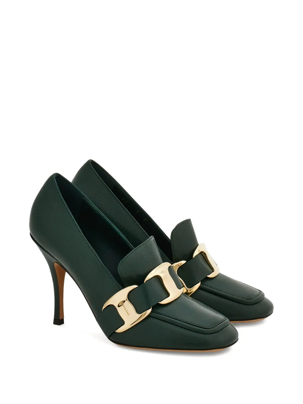 Ferragamo 95mm high-heeled loafers Green