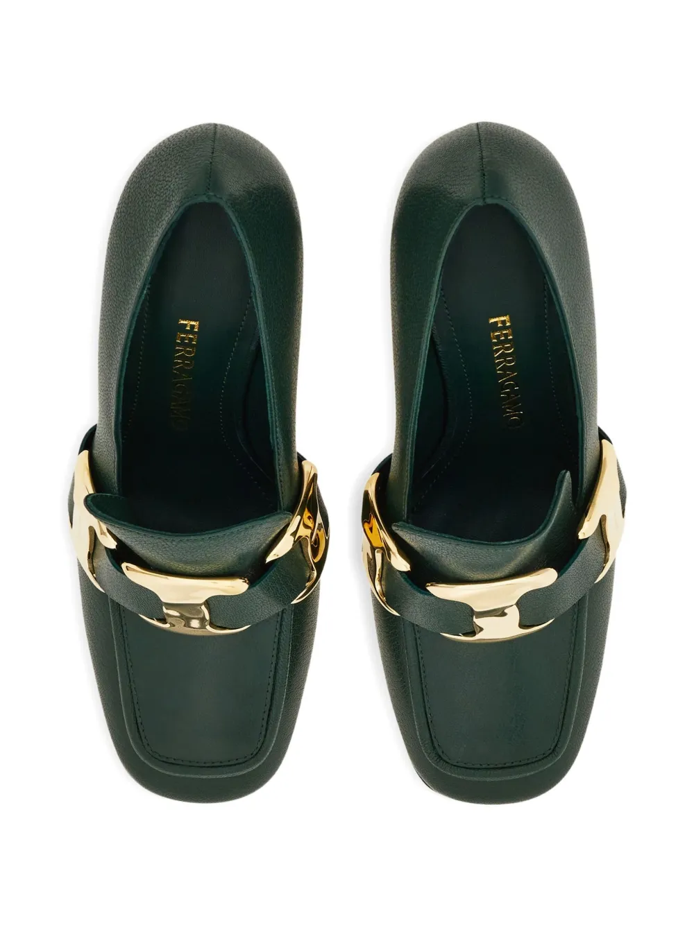 Ferragamo 95mm high-heeled loafers Green
