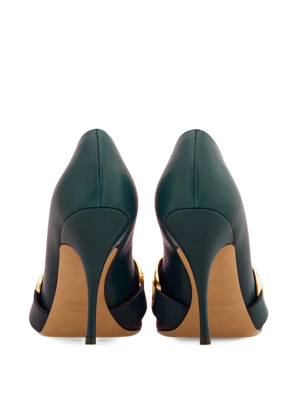 Ferragamo 95mm high-heeled loafers Green