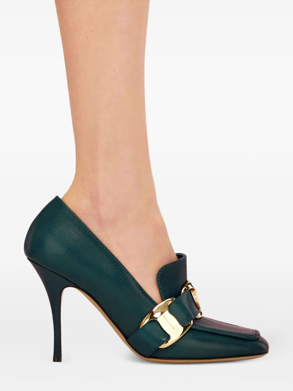 Ferragamo 95mm high-heeled loafers Green