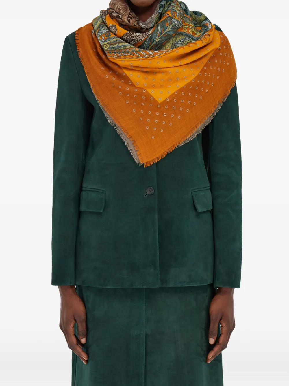 Ferragamo Kasjmier sjaal met Madras-print Groen