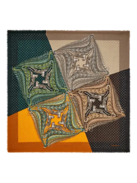 Ferragamo Madras-print cashmere scarf