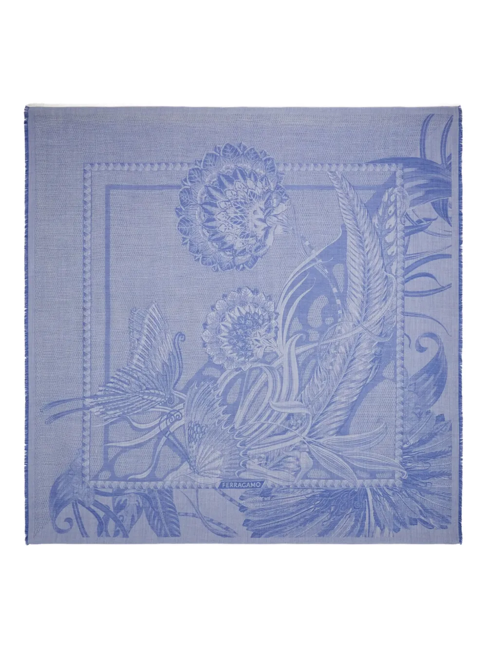 Ferragamo Sjaal met bloemjacquard Blauw