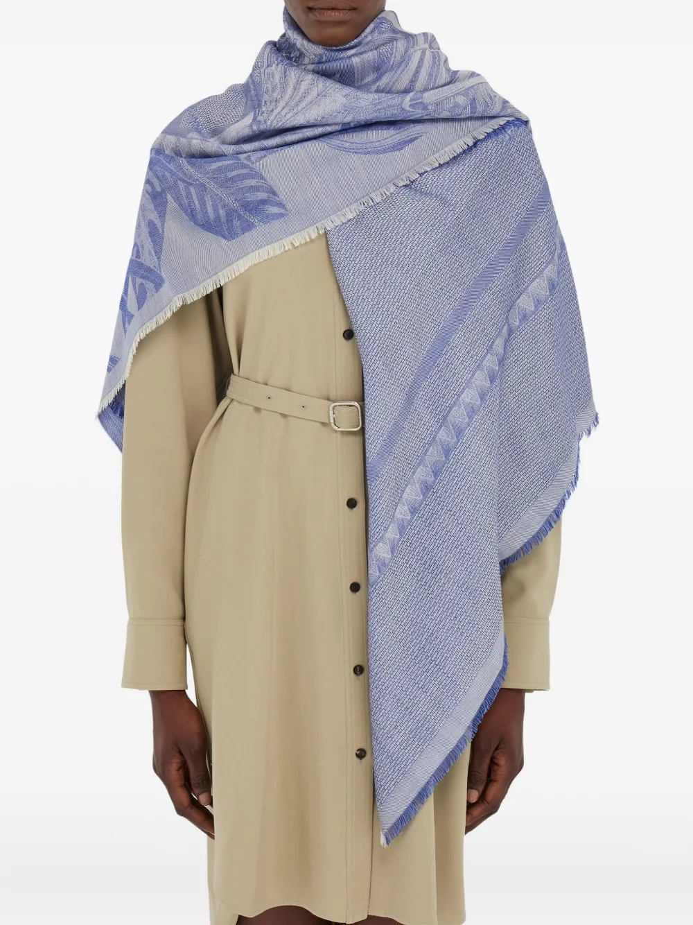 Ferragamo Sjaal met bloemjacquard Blauw