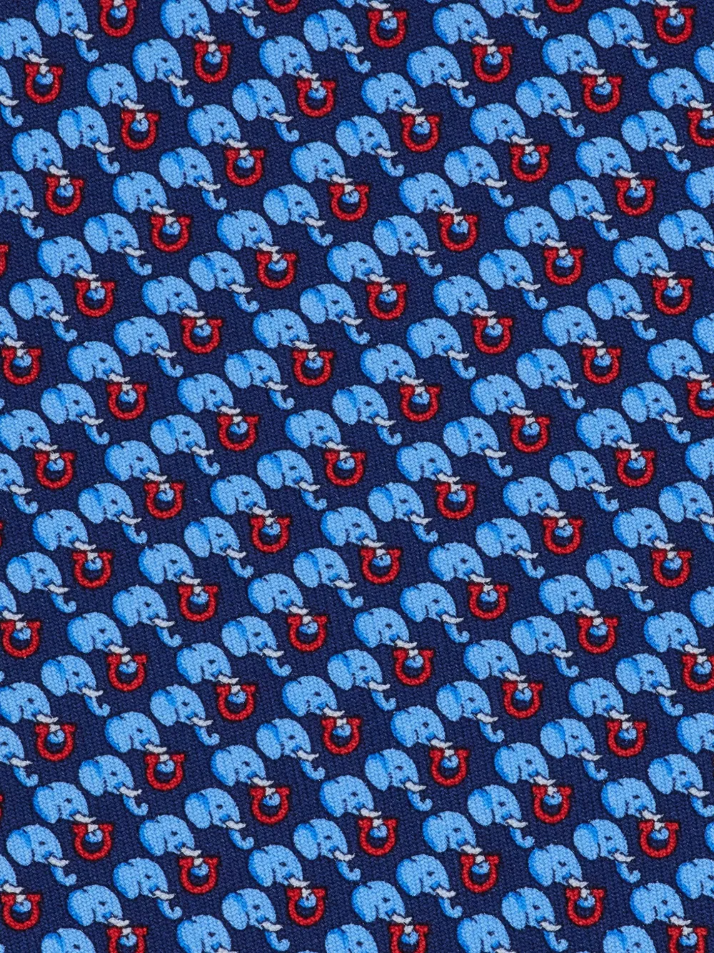 Ferragamo Stropdas met olifantprint Blauw