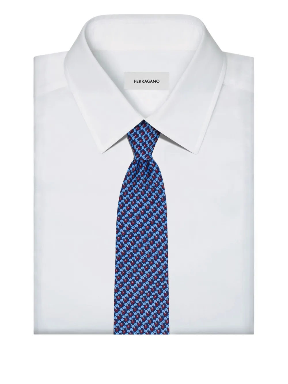 Ferragamo Stropdas met olifantprint Blauw