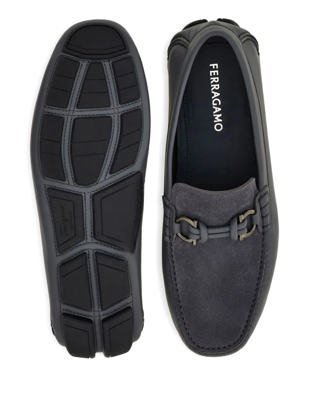 Ferragamo Gancini-plaque loafers Grey