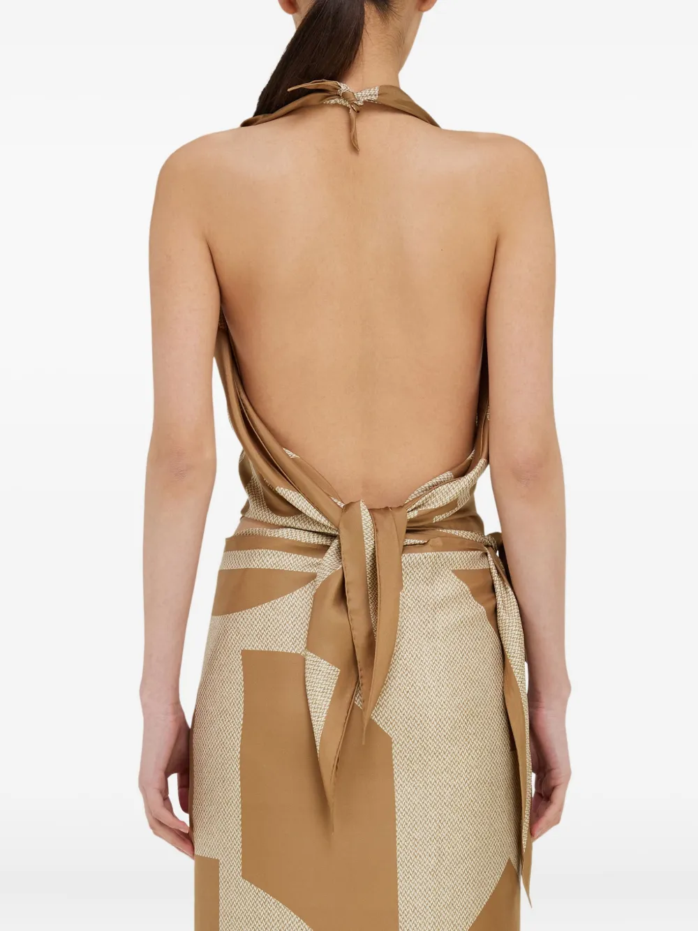 Ferragamo Zijden sjaal met Venna-print Beige