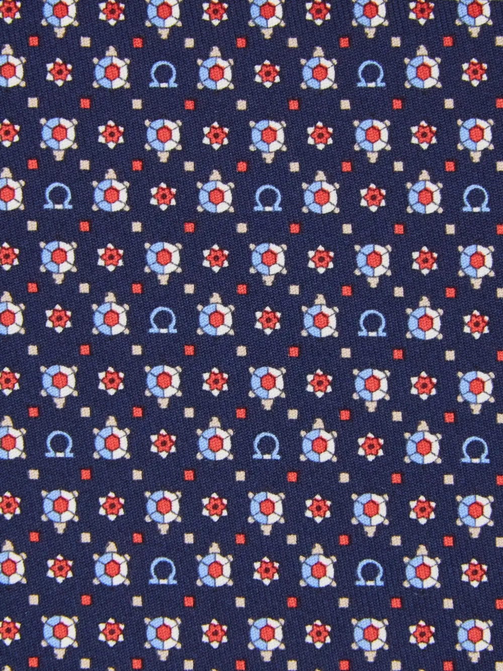 Ferragamo Turtle Print Silk Tie Ties And Bow Ties Blue