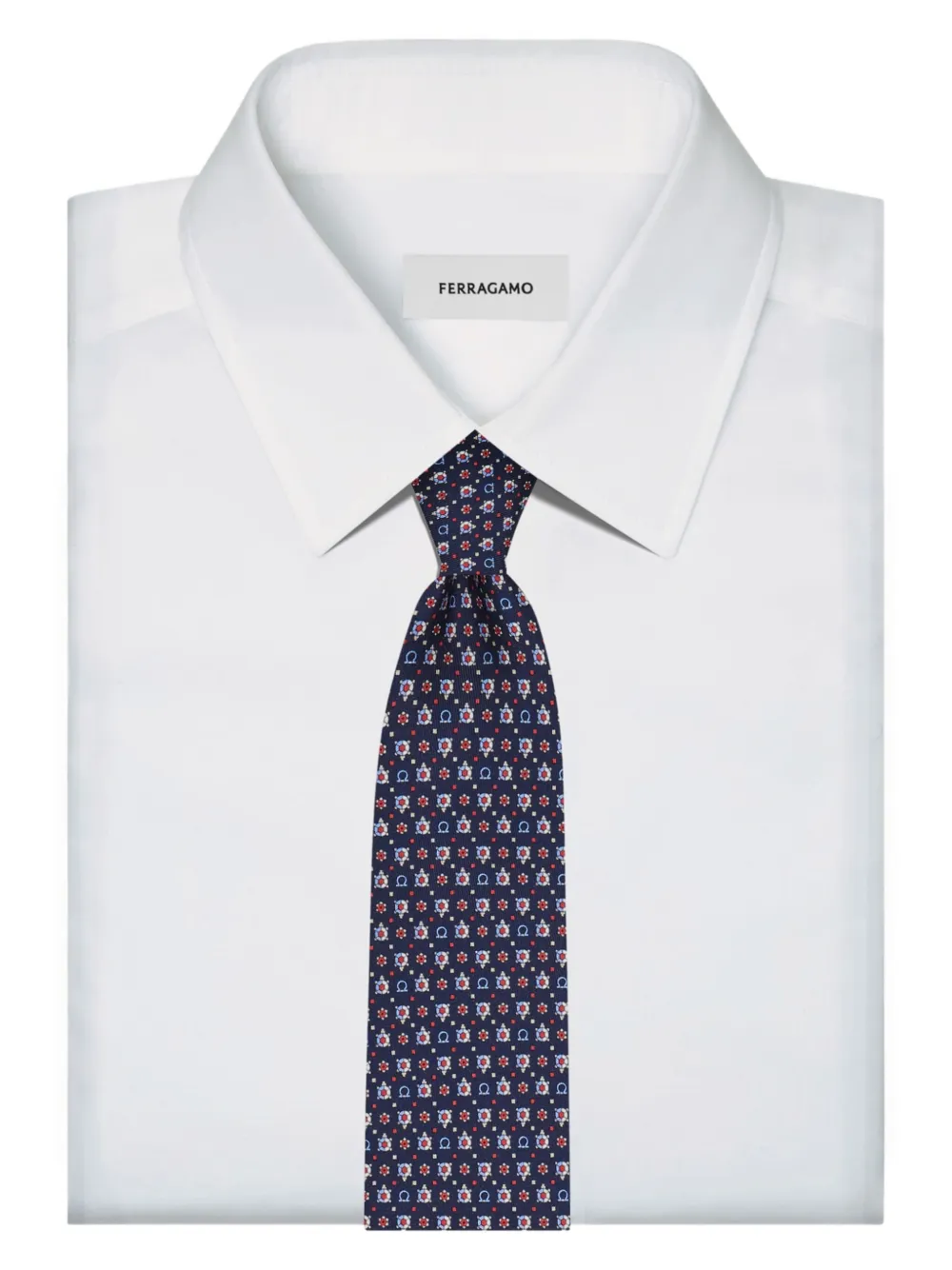 Ferragamo Turtle Print Silk Tie Ties And Bow Ties Blue