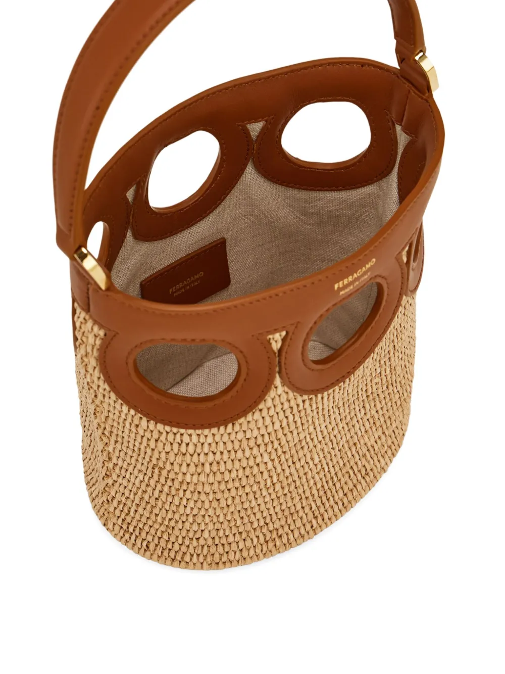 Ferragamo Gancini kleine bucket-tas Beige