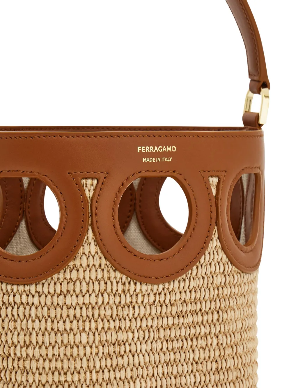 Ferragamo Gancini kleine bucket-tas Beige