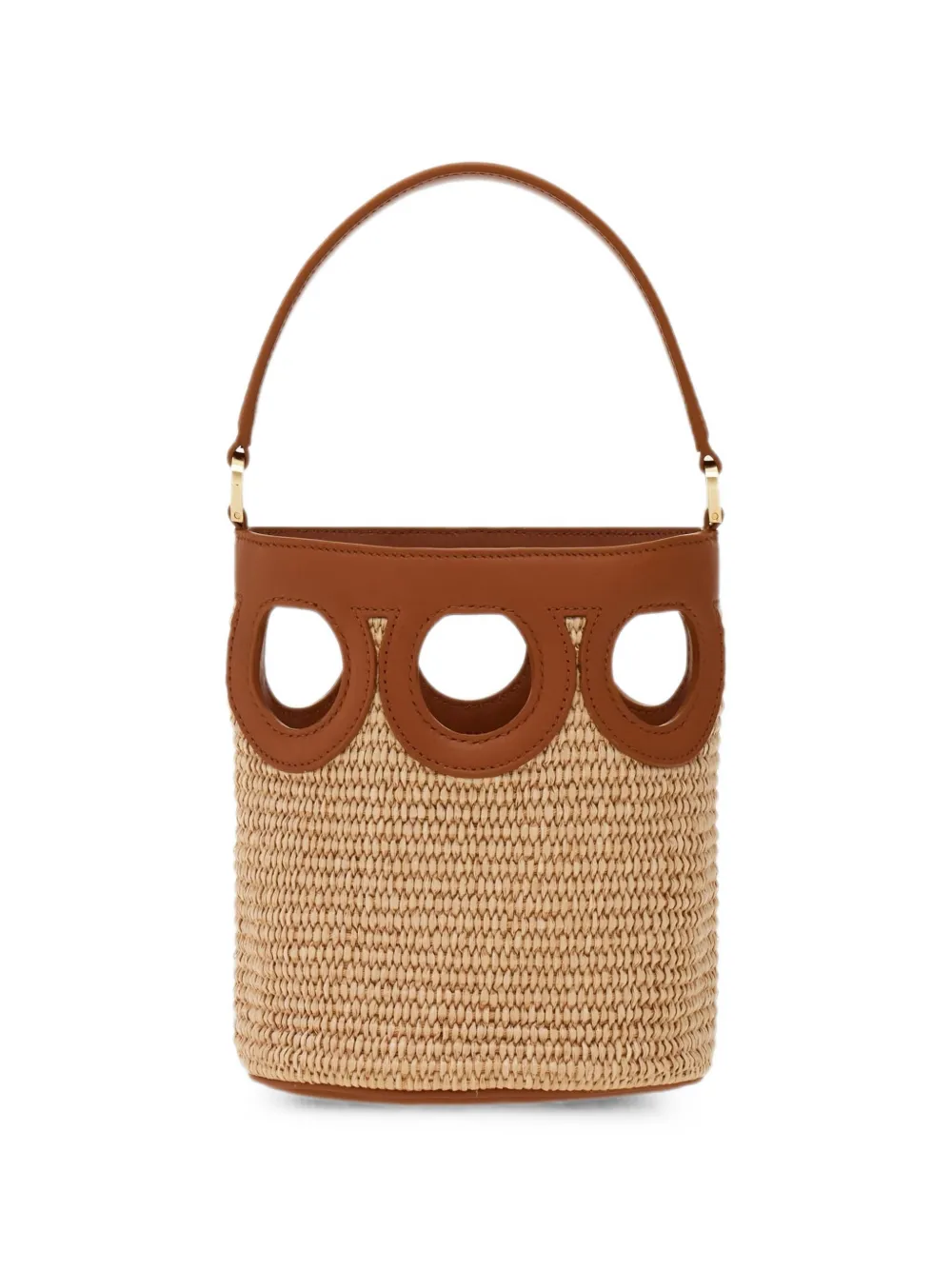 Ferragamo XS Gancini bucket-tas met uitgesneden details Beige