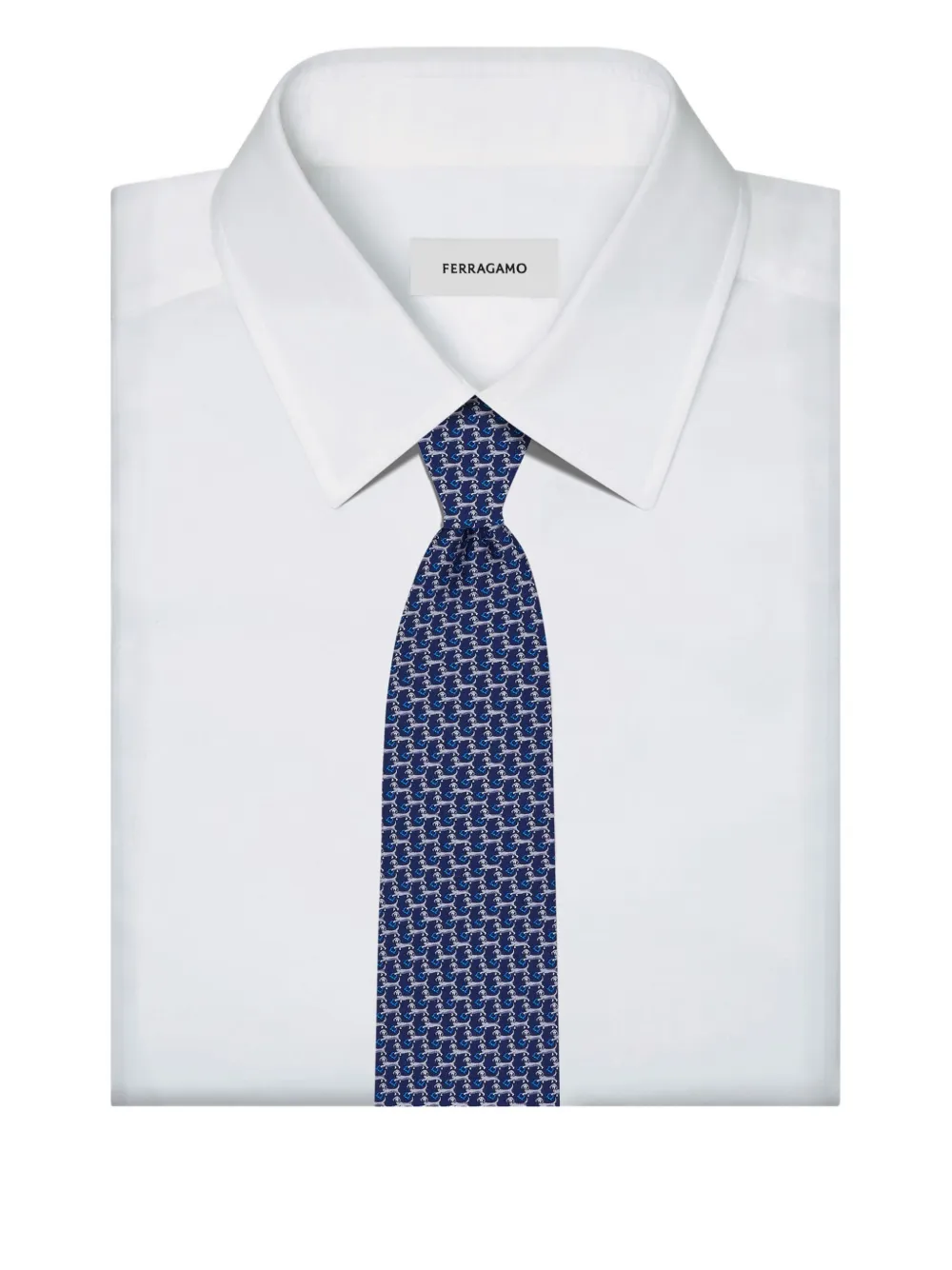 Ferragamo All-over Cyclist Print Silk Tie In Blue