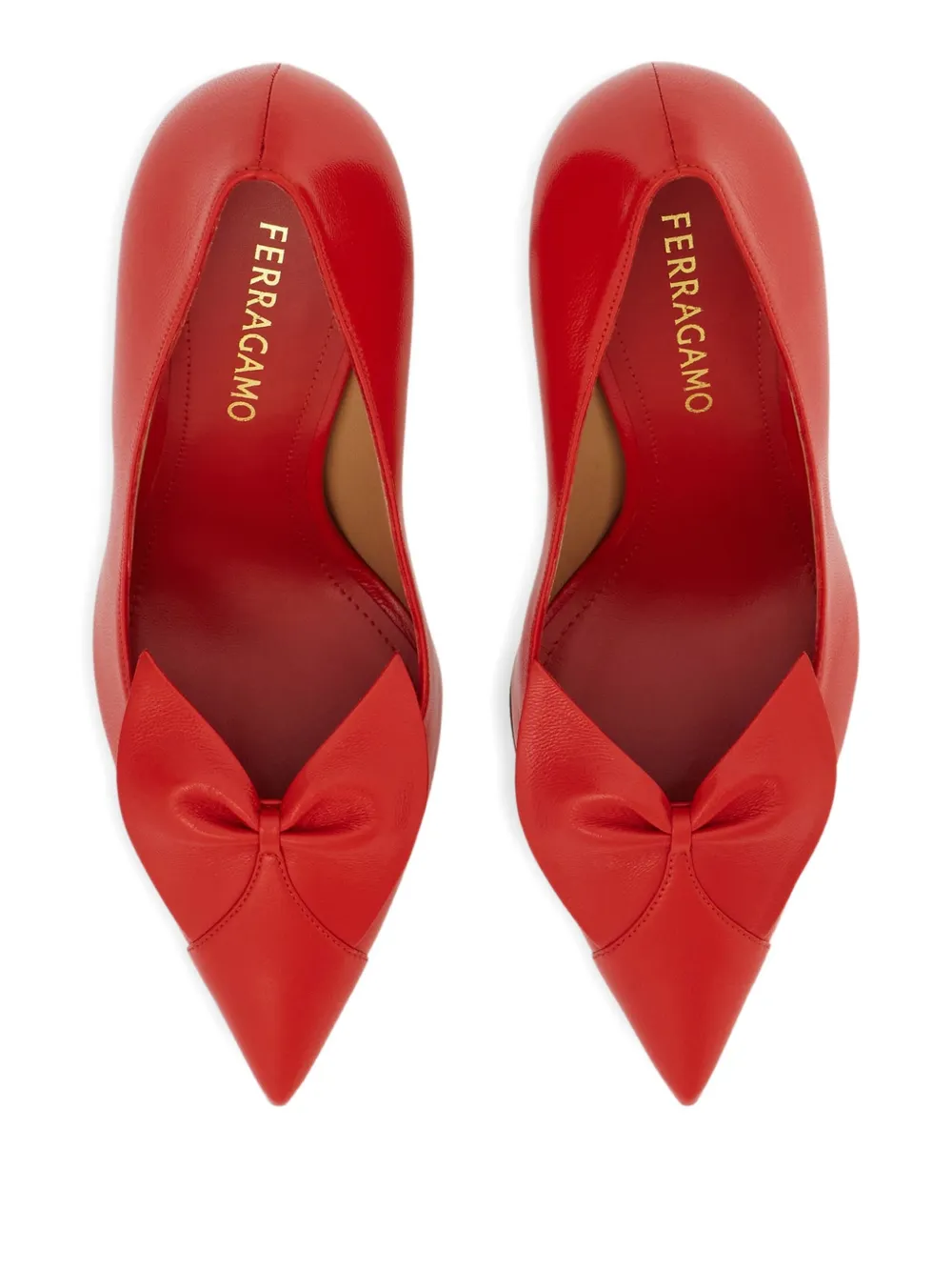 Ferragamo 70mm bow pointed-toe pumps Red