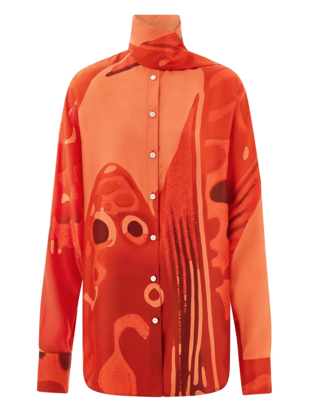 Ferragamo Zijden blouse met sjerpdetail Oranje