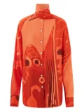 Ferragamo sash-detail silk shirt - Orange
