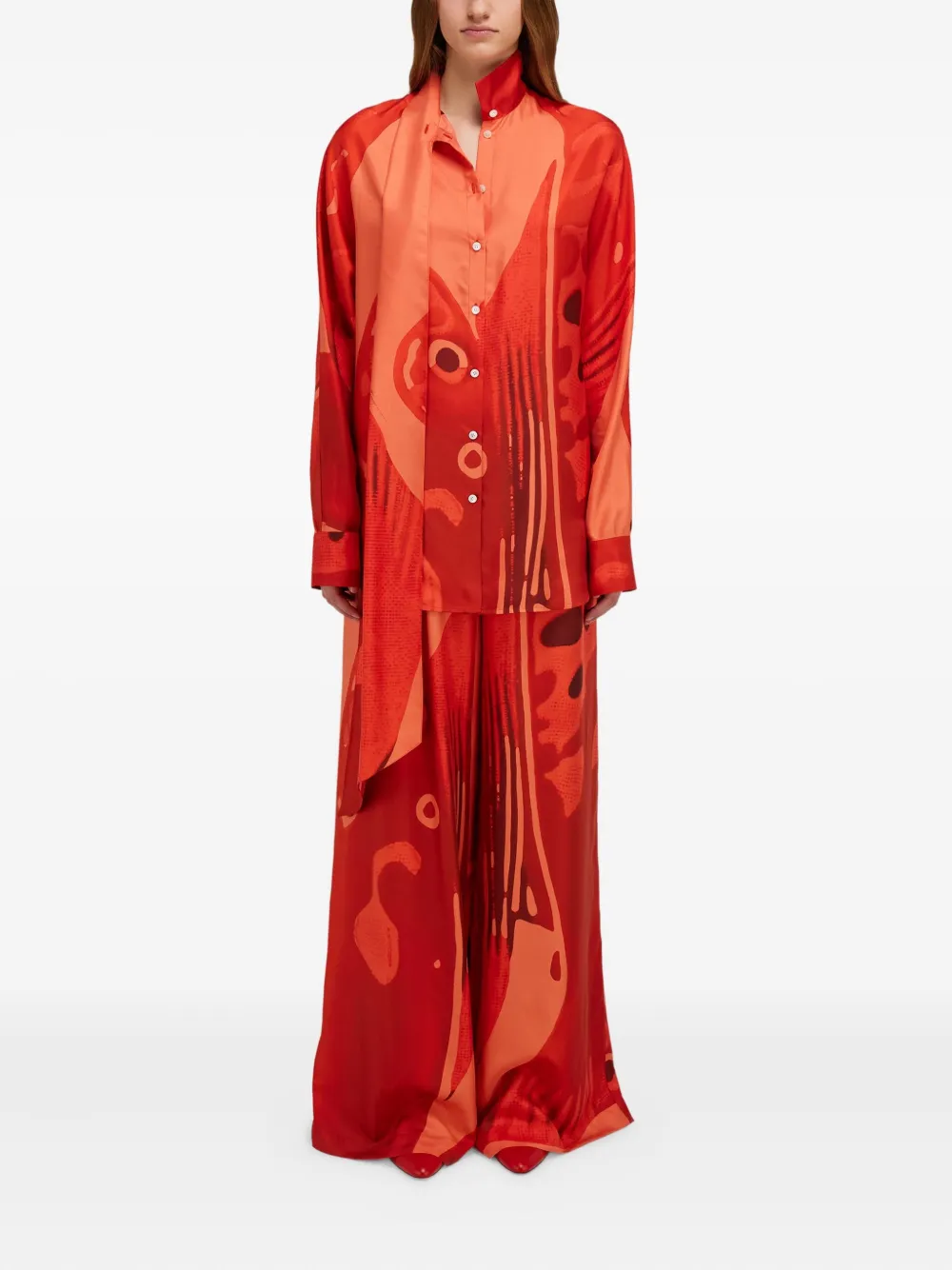 Ferragamo Zijden blouse met sjerpdetail Oranje