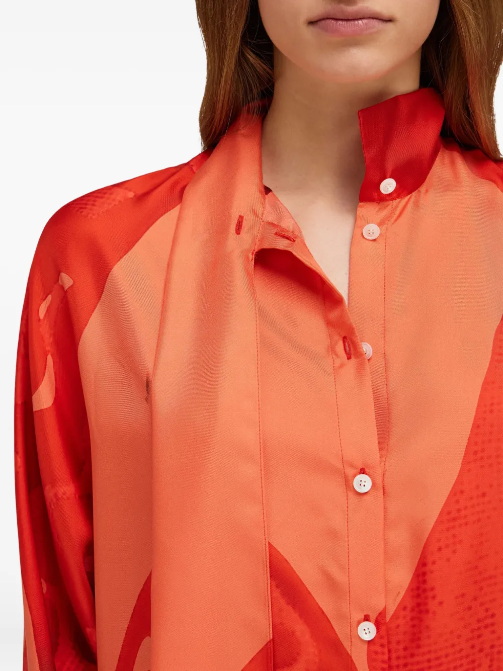 Ferragamo Zijden blouse met sjerpdetail Oranje