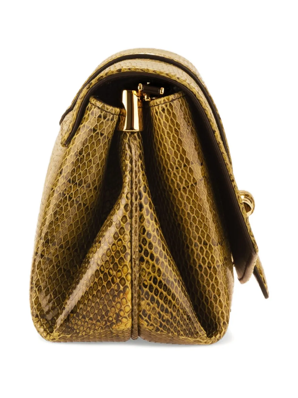 Ferragamo Small Gancini Clasp Snakeskin Cross Body Bag In Yellow