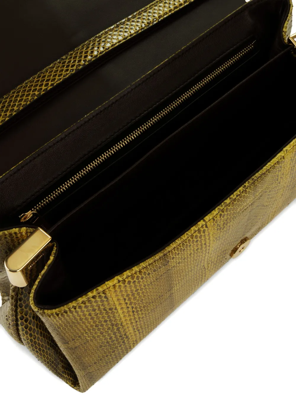 Ferragamo Small Gancini Clasp Snakeskin Cross Body Bag In Yellow