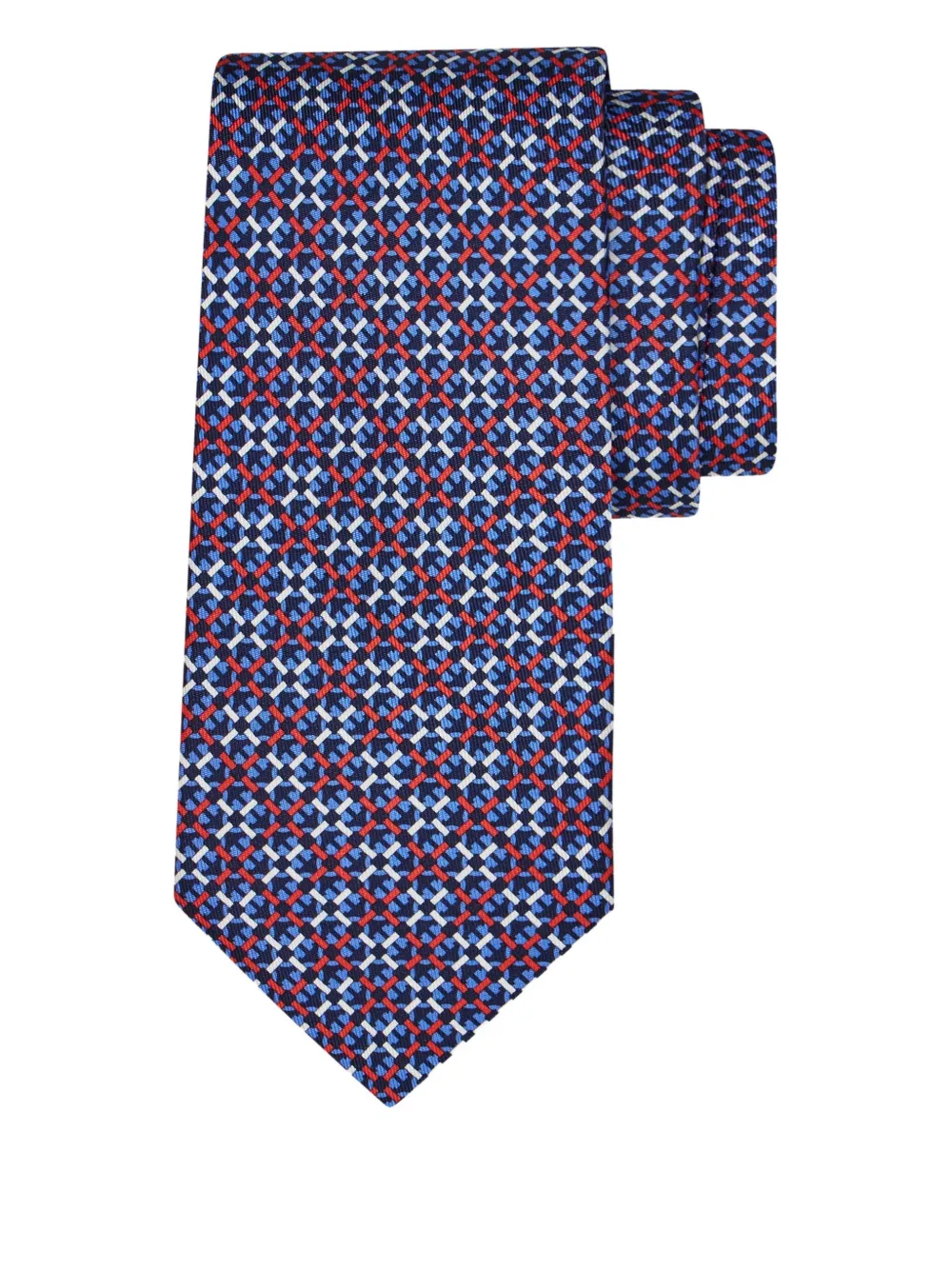 Ferragamo Stropdas met geometrisch patroon Blauw