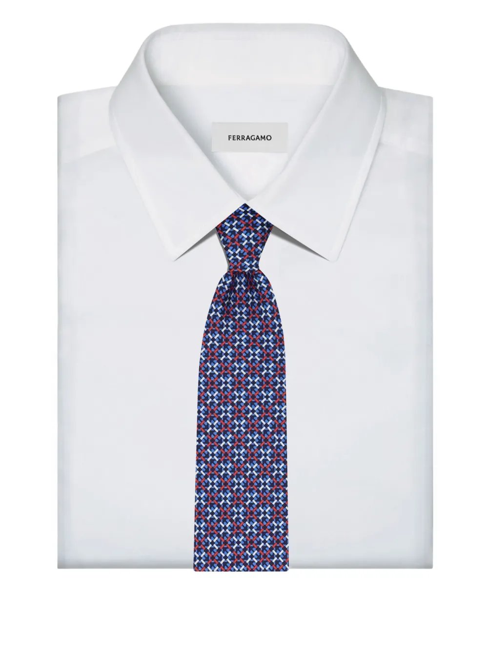 Ferragamo Stropdas met geometrisch patroon Blauw
