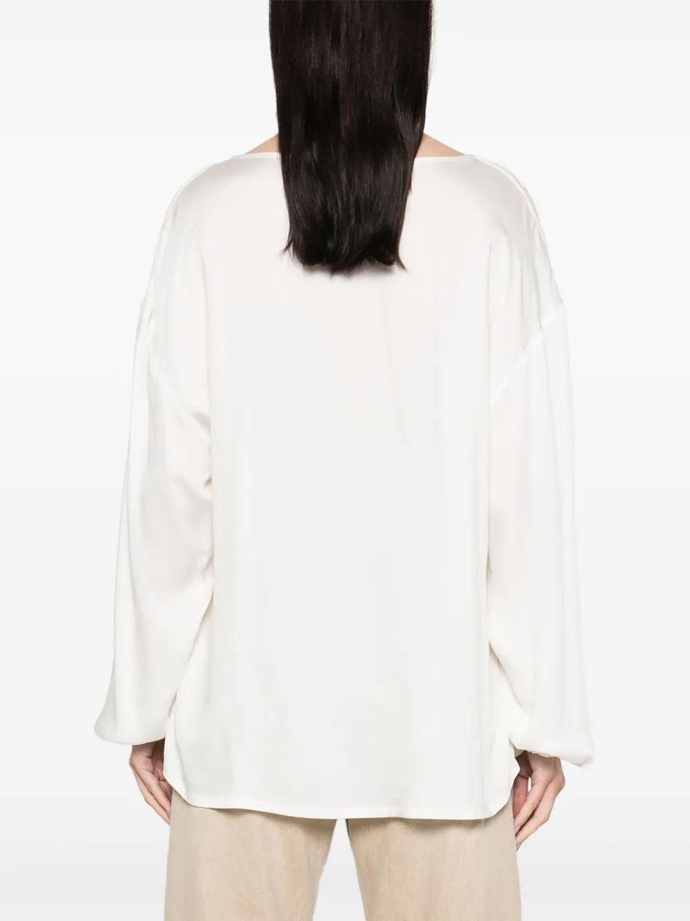 EMPORIO ARMANI EMBROIDERED-LOGO BLOUSE