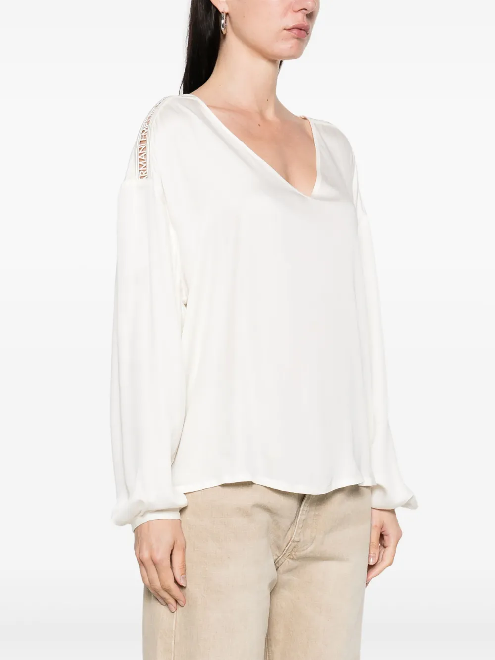 EMPORIO ARMANI EMBROIDERED-LOGO BLOUSE